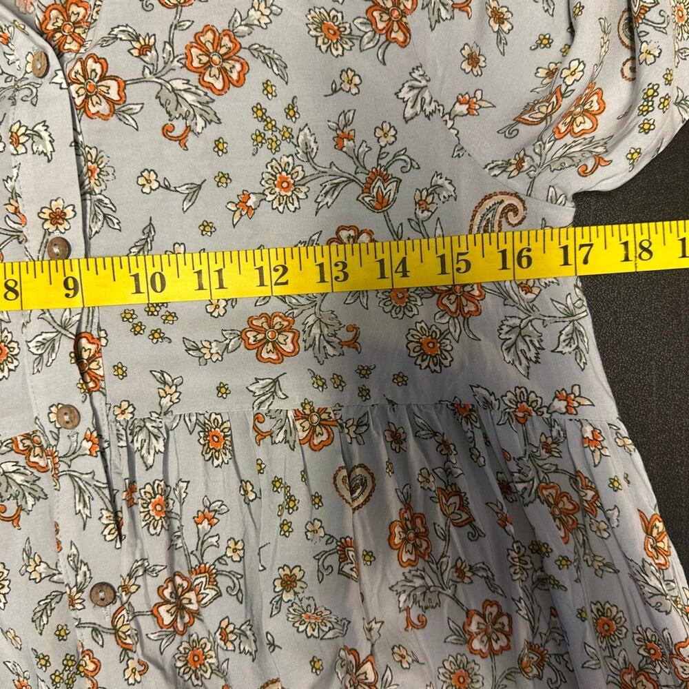 Boho Babydoll Tunic Dress Floral Cottagecore Peasant Mini Dress Size M - Picture 7 of 8
